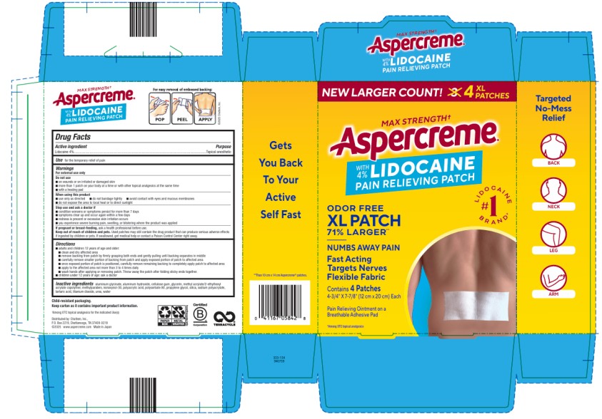 Aspercreme Lidocaine Pain Relief Patch XL for Back, Neck & Shoulder Pain, Max-Strength 4% Lidocaine, 3 Ct.