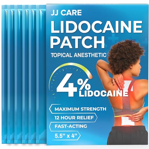 JJ CARE — JJ CARE Lidocaine Patches (Pack of 6), 4% Lidocaine Patches Maximum Strength, 4"x5.5", Lasting Up to 12Hrs