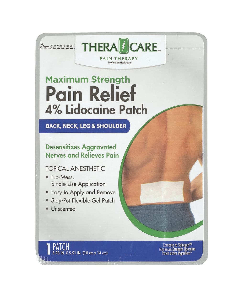 Thera|Care — Thera|Care Maximum Strength OTC Pain Relief Patch — 4% Lidocaine, 3.9" x 5.5", 6-Count Box